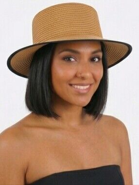 Beloved Millinery Classic Dark Tan Black Panama Fedora Vintage Style Straw Hat